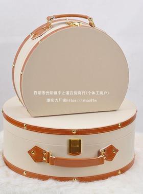 盒橙色半圆提箱收纳皮质样间衣帽间收手纳箱整无品牌/理箱展示板