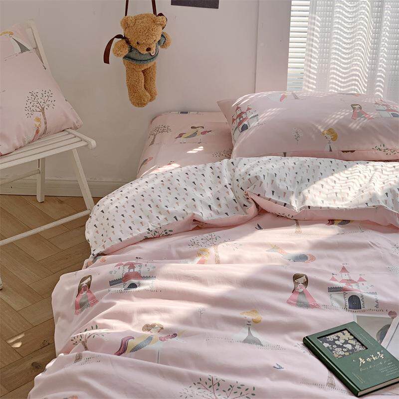 AIMI01莫然A纺新款卡童通可爱风类长绒棉全棉儿童三件套家儿房床