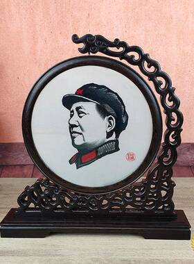 F$px}^lb┈湘绣手工刺绣双绣摆件桌面摆创意中式屏风台?送老外国