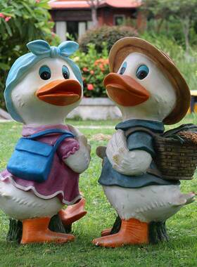 卡通CVB园大嘴鸭花盆花庭院布子置装饰璃钢假鸭幼儿园草坪玻室外