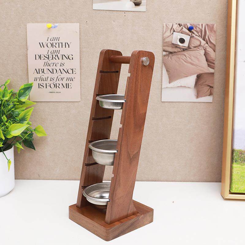 咖啡粉碗收纳架美洲黑胡桃桌面置物架手磨咖啡咖啡配件整理架子