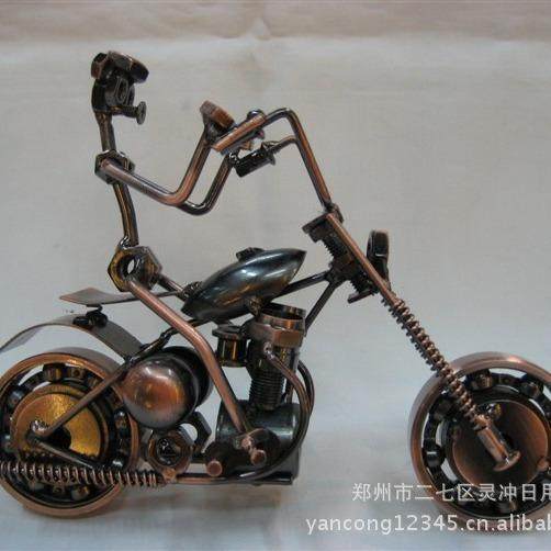 坐人车模铁艺摩托车模型金属礼品家居装饰品摆件 创意手工礼品