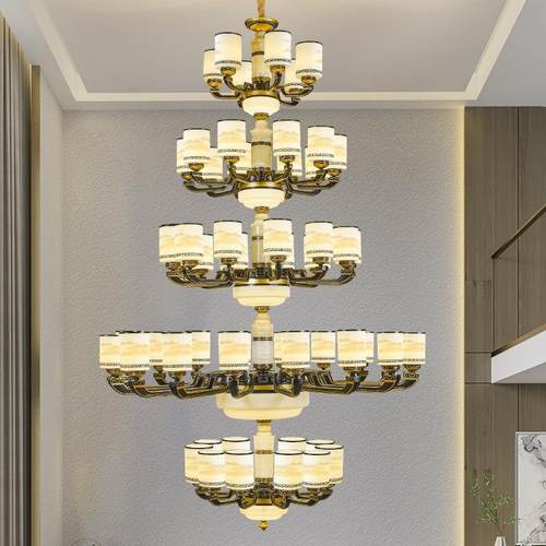 新中式复式楼别墅客厅大吊灯中空楼中楼挑高跃层大厅三层四层灯具