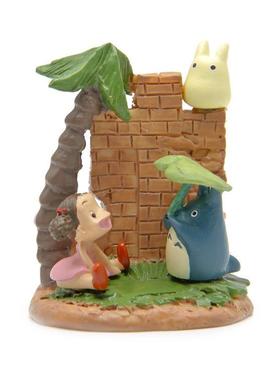 小清新韩版创意卡通猫夏日椰树下叶子蓝猫坐姿小羽吉喳造景公仔