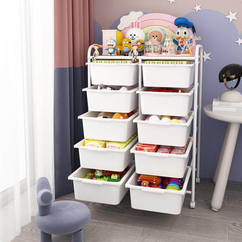 儿童书架落地家用宝宝玩具收纳整理多层置物架可移动阅读书架