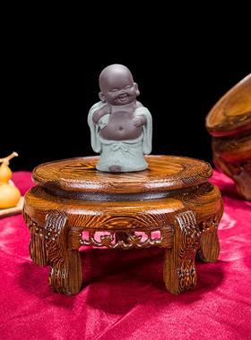 高脚花盆景底座托盘圆形实木质奇石头花瓶空调鱼缸木底座缸架圆形