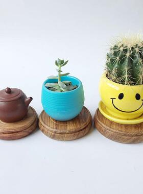 红木花梨圆形底座奇玉石头印章紫砂茶壶茶杯垫实木质底座木托