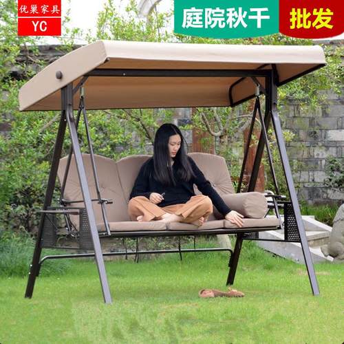 户外荡秋千椅庭院花园吊椅室内外阳台铁艺千秋椅吊床别墅双人摇椅