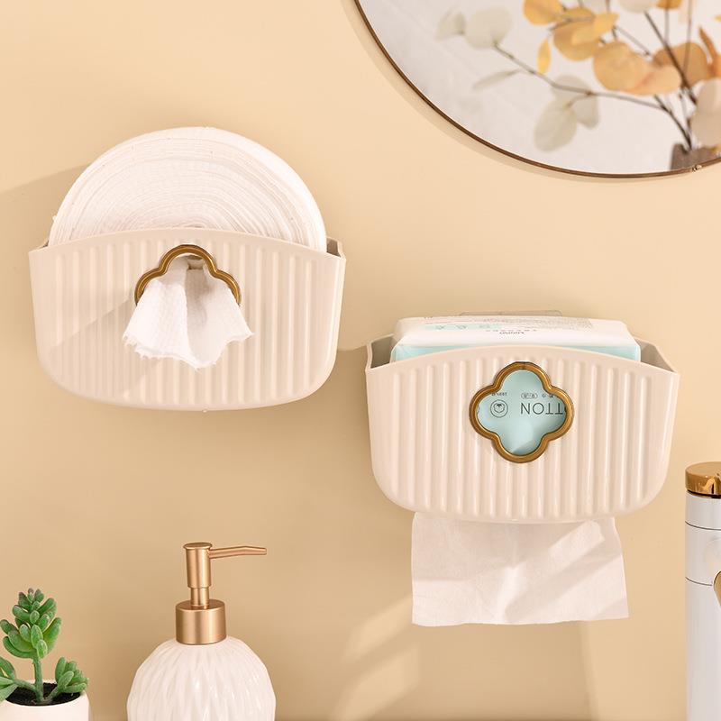 皖蒙花朵卫生间洗脸巾收纳盒置物架壁挂式洗脸巾盒免打孔纸巾盒