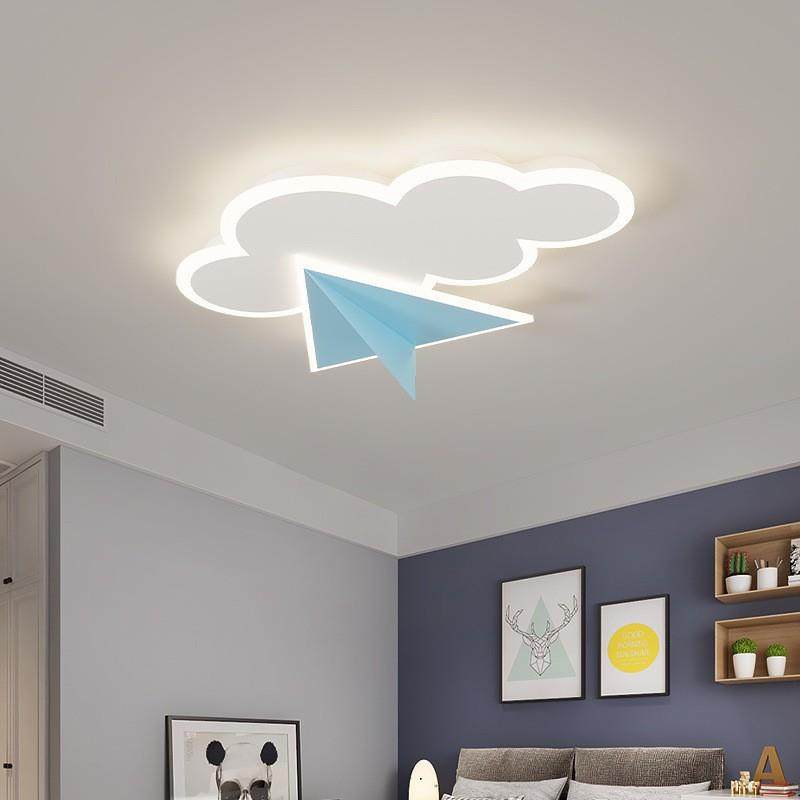 儿童房卧室LED吸顶灯 现代简约男孩女孩卡通创意白云朵纸飞机灯具