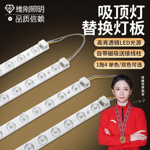 led灯盘吸顶灯灯芯灯条长条灯芯替换灯芯模组光源三色光客厅大灯