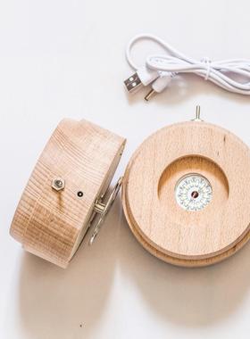 水晶球旋转音乐盒八音盒LED发光底座小夜灯底座卡通小摆件底座