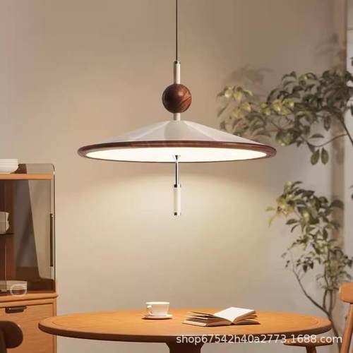 中古风茶室风铃吊灯原木风餐厅灯侘寂风禅意高级感卧室房间餐厅灯