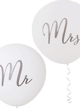 36寸MrMrs圆形大气球婚礼婚房布置婚纱照相装饰36寸圆形乳胶气球