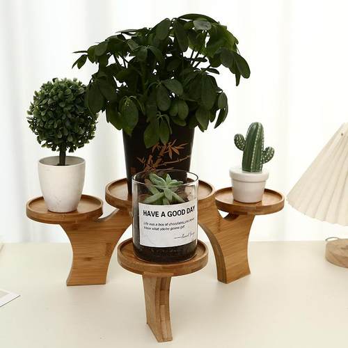 竹木置物架木质家用盆栽展示架多肉植物放置架木制杂物收纳架