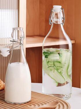 密封无铅玻璃冷水瓶家用凉水壶豆浆牛奶冷水杯装水容器果汁饮料瓶