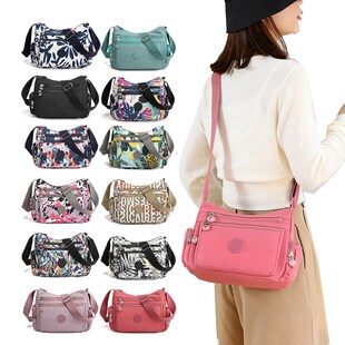 轻便妈妈布背包单肩跨百搭中年女士妈咪小斜挎挂包老人侧背包布艺