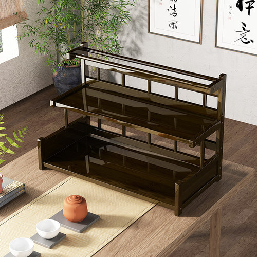 桌面博古架茶杯架小型桌上茶具置物架紫砂壶摆放架中式茶壶收纳架