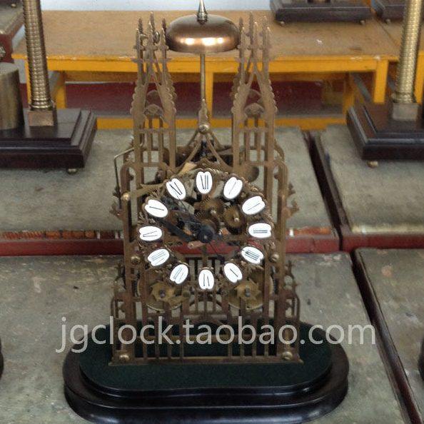 仿古钟 欧式座钟纯铜座钟 摆设软装饰品 纯铜玻璃骨架钟