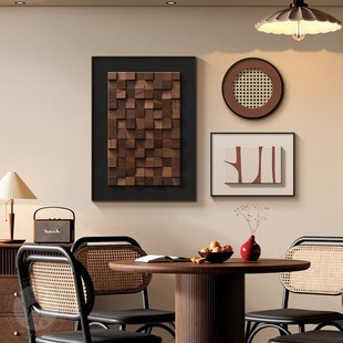 法式中古餐厅装饰画复古饭厅挂画意式极简客厅沙发背景墙组合壁画