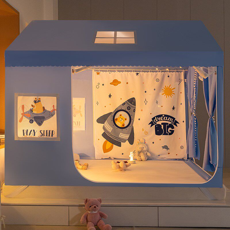 儿童蚊帐2023新款家用宝宝婴儿全底防摔遮光床上帐篷蒙古包