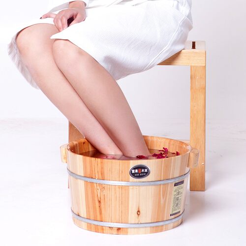 雷果木业杉木足浴桶泡脚木桶 洗脚木桶足疗桶木质洗脚盆带按摩粒