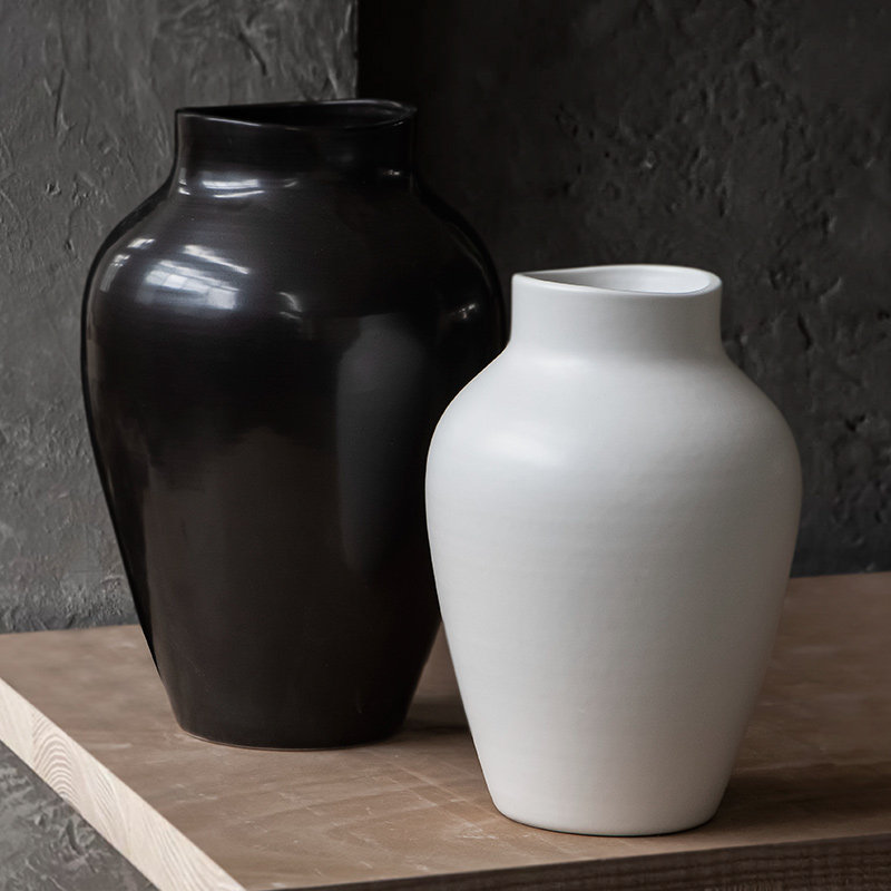 黑色餐桌陶瓷花瓶简约现代家居玄关民宿插花水培简约白色花器摆件,家居饰品,花瓶,淘宝优惠券,粉丝福利购,淘宝优惠卷