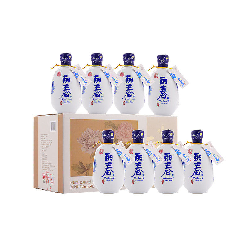塔牌八年牡丹盒装礼盒丽春228ml*8瓶送礼冬酿糯米黄酒花雕酒绍兴