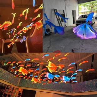 城隍庙鱼群尾巴鱼灯鲤鱼金鱼花灯旅游区古镇通道吊饰餐厅酒楼灯笼