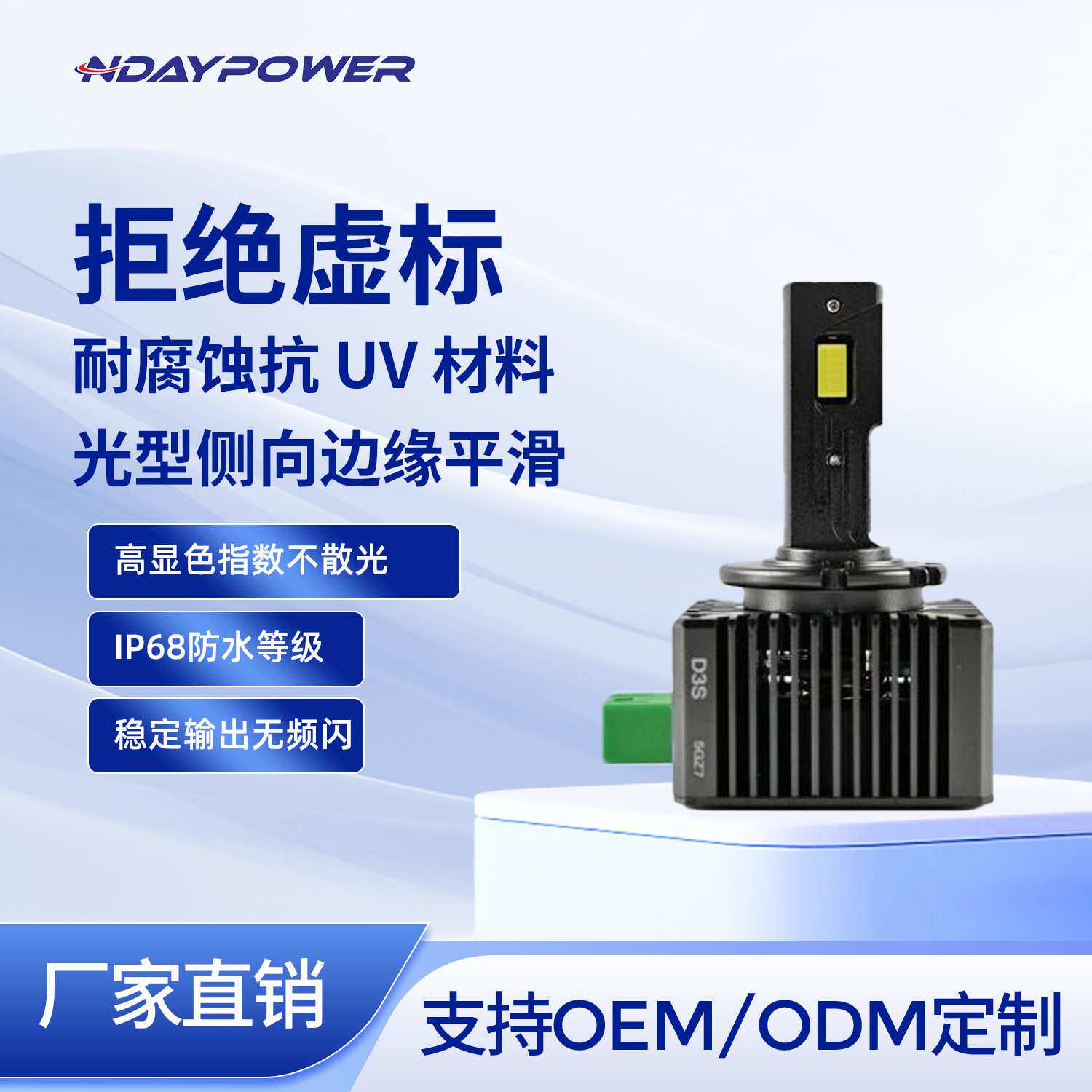汽车LED灯泡D1S D3S D5S D8S D2S D4S氙气灯改装高亮白光带解码