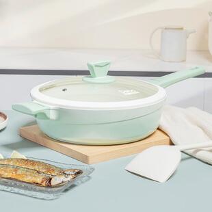 Debo德铂费利昂煎锅家用无涂层28cm炒锅电磁炉炒菜锅平底不粘锅