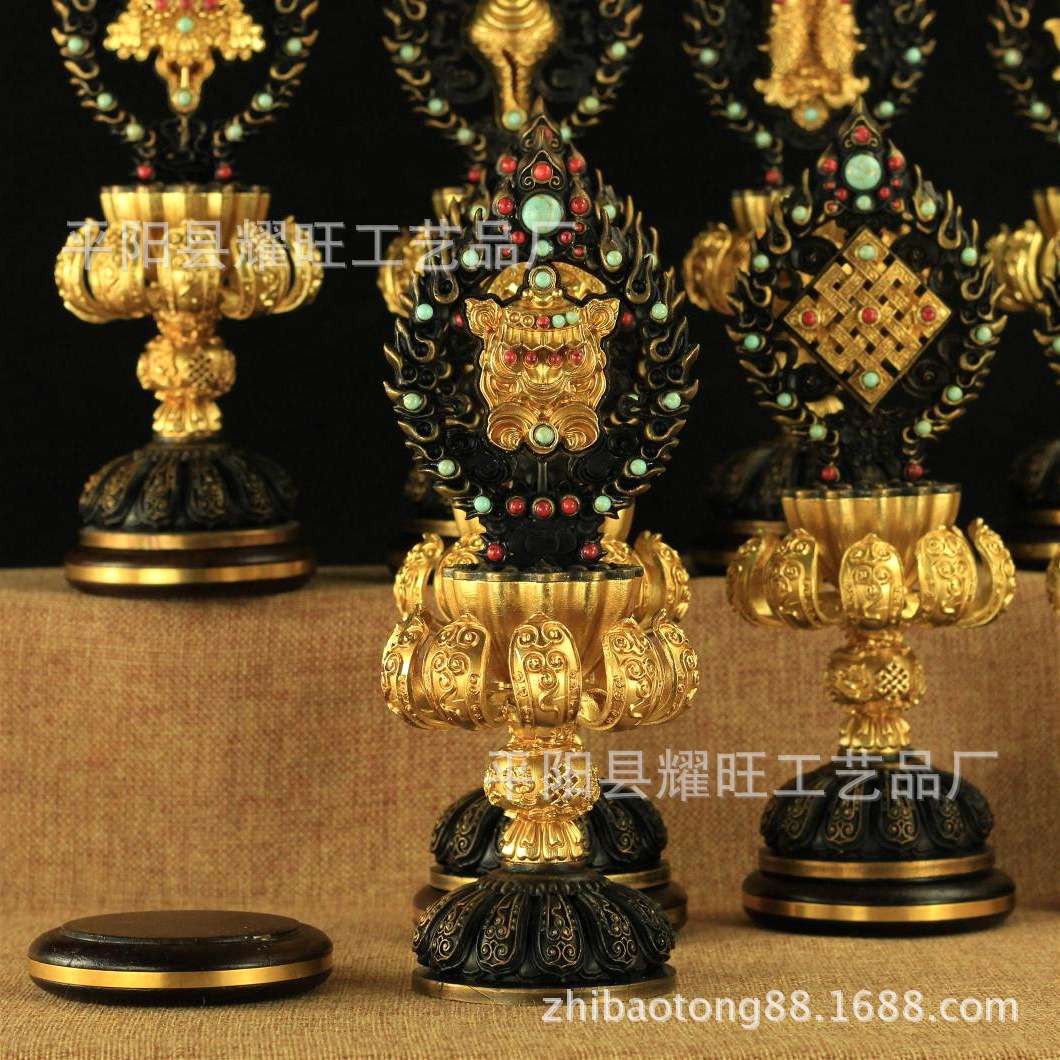 用品 精工法器供品 高脚纯铜八吉祥摆件 吉祥八宝摆件