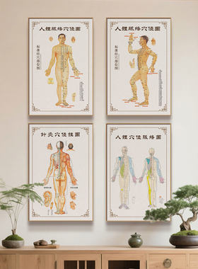 新中式中医经穴对照图高清挂画