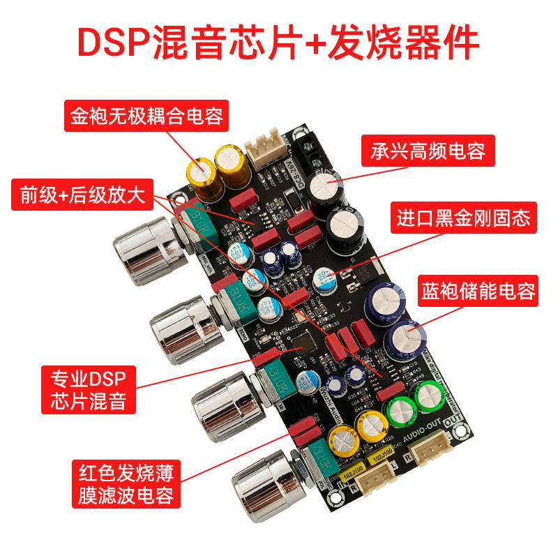AMP二代升级版 发烧卡拉OK混响板麦克话筒K歌唱歌DSP混音防啸叫