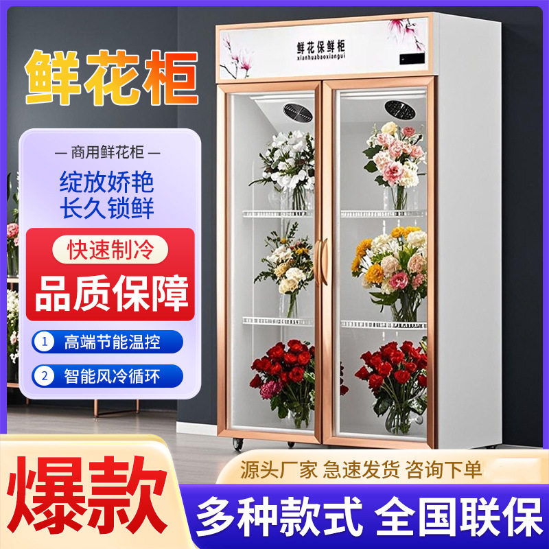 厂家直发鲜花柜鲜花保鲜柜双门鲜花柜花束冷藏柜花店冰箱展示柜