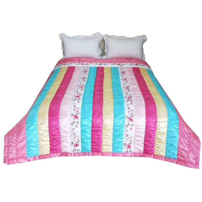 韩国民俗喜被贡缎夏凉被婚庆床盖单件绣花夹棉绗缝空调被双人被薄