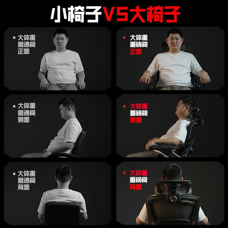 大体重人体工学椅子承重200斤300斤胖人办公椅子家用电脑椅电竞椅