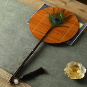 竹丝面团扇手工竹编扇子中式 复古大漆麈尾团扇竹制加厚蒲扇古风