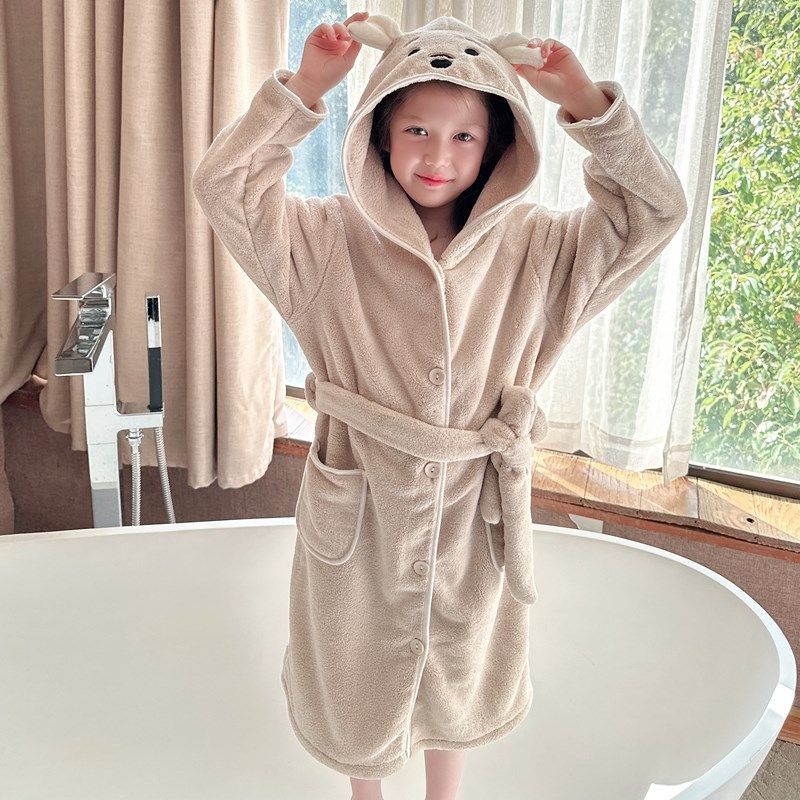 儿童长袖浴袍斗篷浴袍可穿式浴巾宝宝洗澡游泳吸水冬天女男童专用