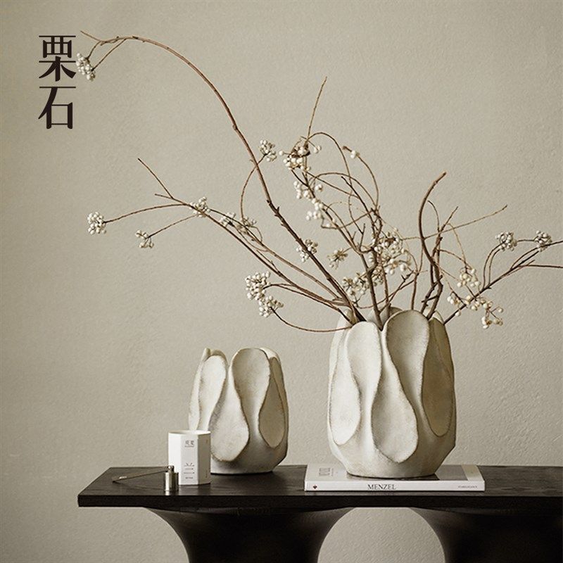 栗石中古侘寂风不规则陶瓷花瓶水培鲜花客厅桌面花器民宿装饰摆件,家居饰品,花瓶,淘宝优惠券,粉丝福利购,淘宝优惠卷