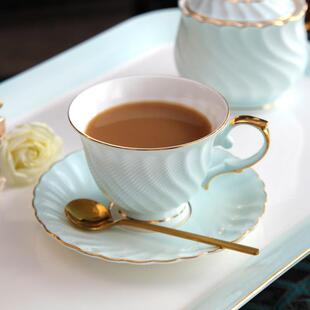 轻奢简约陶瓷咖啡杯碟套装欧式小奢华骨瓷花茶杯勺红茶下午茶杯具