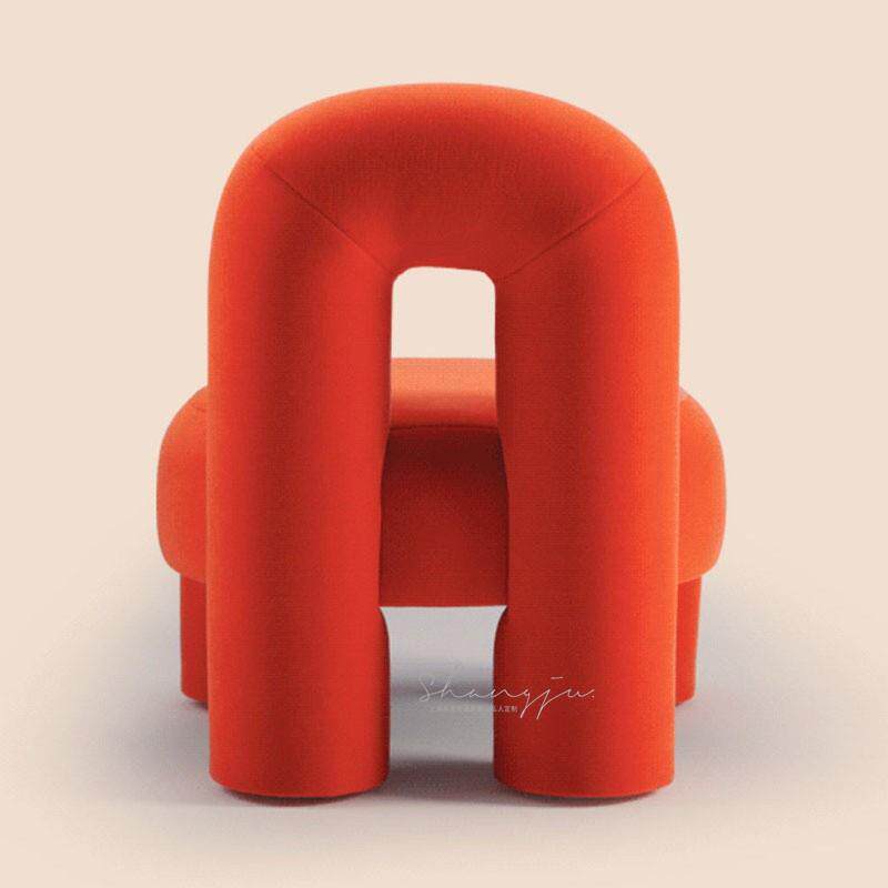 新款布艺沙发椅现货轻奢弧度个性设计极简绒布现代整装意式家具