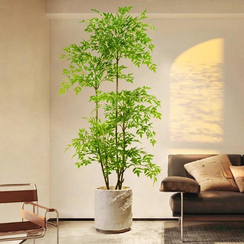 仿真室内南天竹阳台客厅植物装饰绿植大型盆栽落地仿真花电视柜