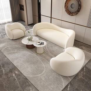 轻奢售楼处酒店大堂商务会客皮质沙发美容院休闲接待洽谈沙发组合