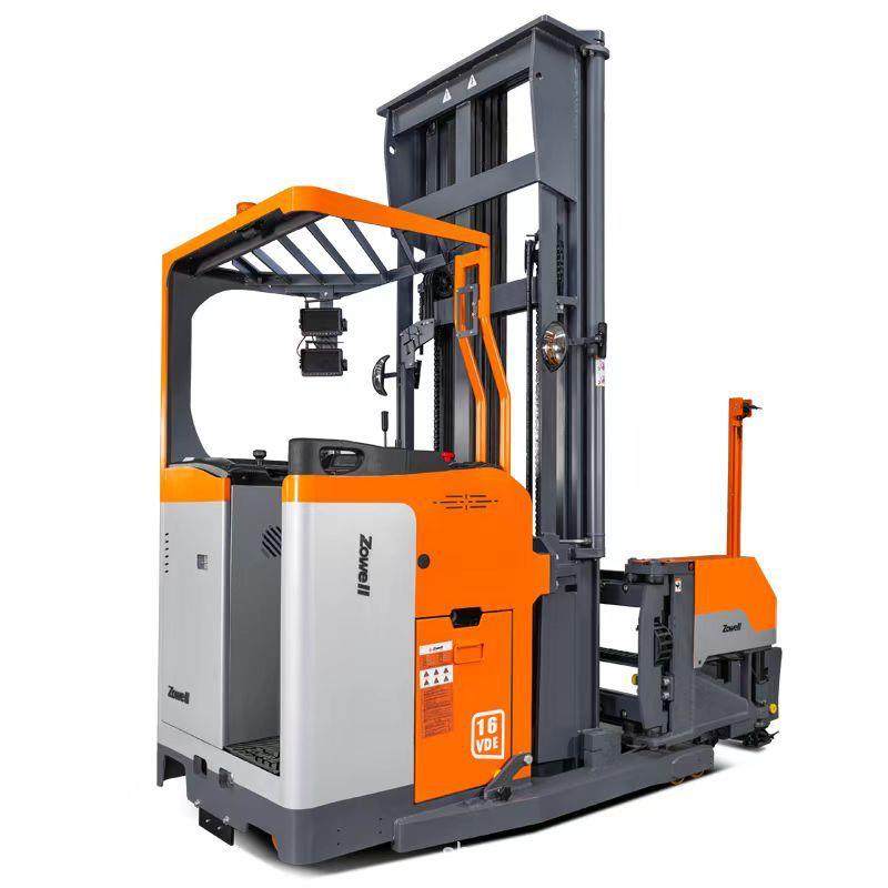 1.2吨1.6吨座驾式人下行三向堆垛车窄巷道叉车9m升降堆高车