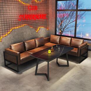 美式咖啡厅沙发酒馆清吧休息区转角UL型酒吧沙发卡座餐吧包厢桌椅