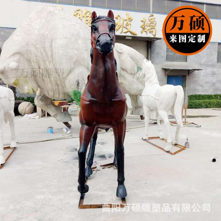 玻璃钢马雕塑 动物园景区小马动物景观雕塑 草地摆件厂家现货