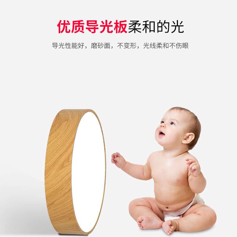 北欧圆形吊灯办公室照明实木纹榻榻米工作室简约书房led吊线灯具