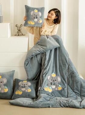 抱被保子两用加厚暖睡办公室午车载靠枕68133通沙发枕头盖枕毯冬