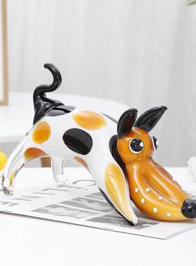 琉纯手工高档璃狗摆NEA件狗工艺品茶几电柜酒店小样板视房软装饰